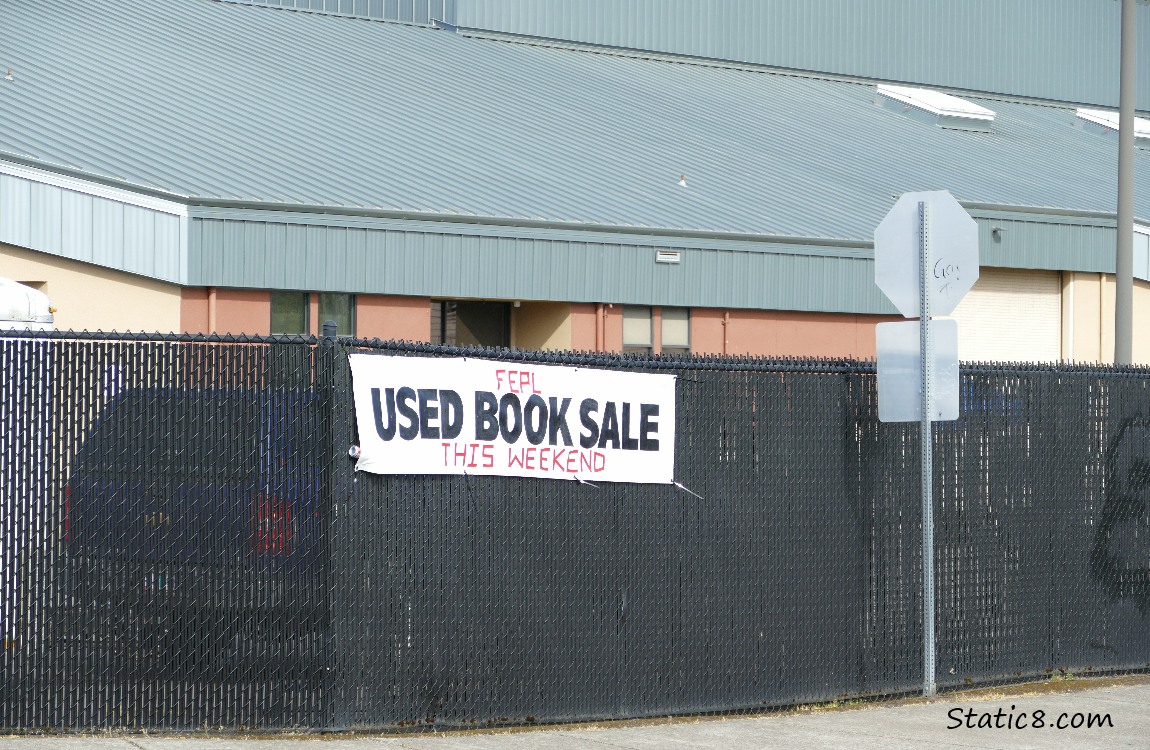 Sign which says Used Book Sale