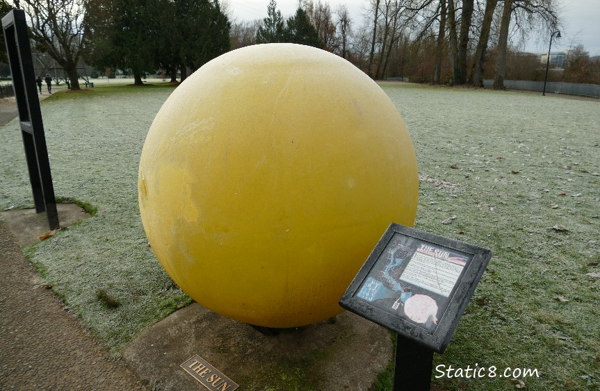 A large yellow ball representing the sun