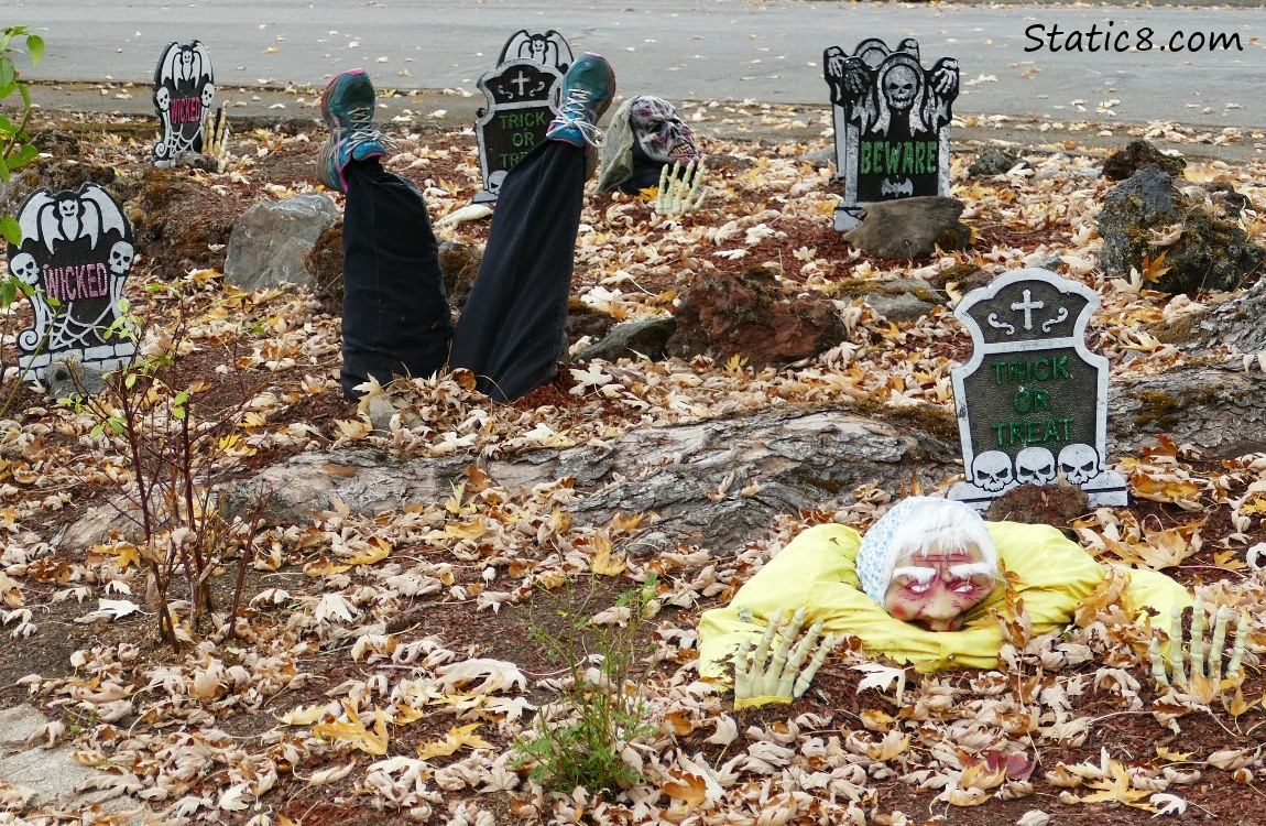Halloween decorations, zombie coming out of the earth