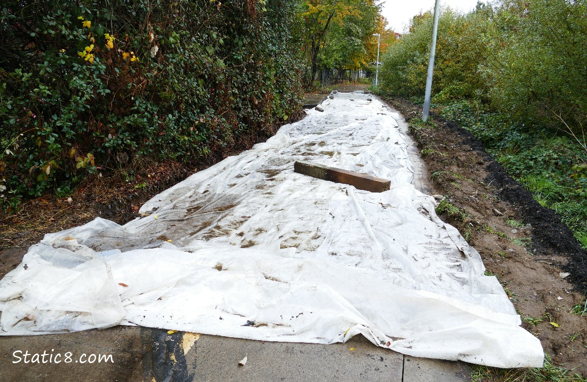 Section of the bike path ripped up for repair