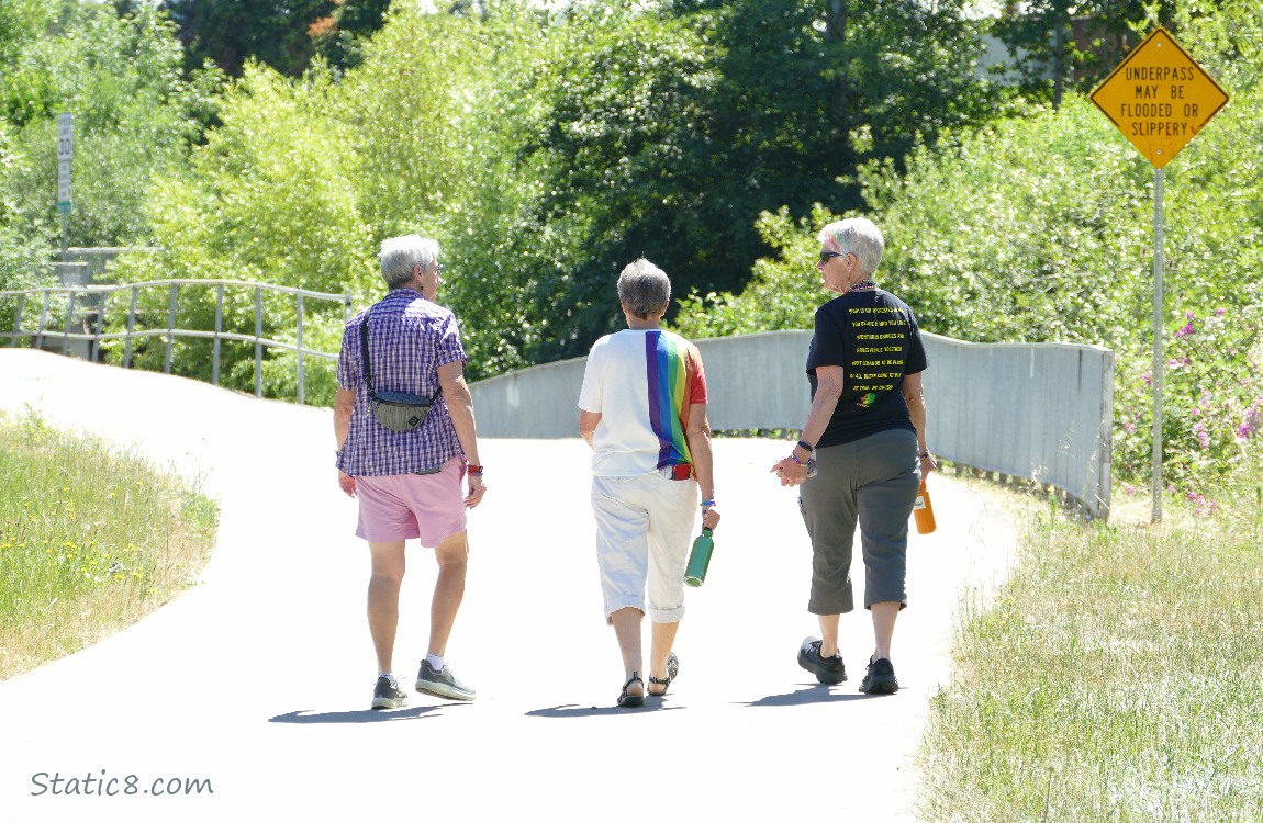 Women walking on the bike path