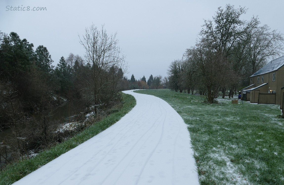 snow on the bike path