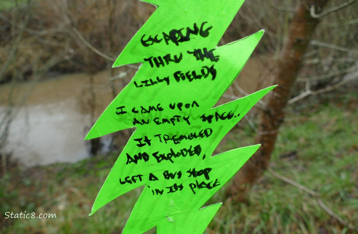 Poem on neon green paper