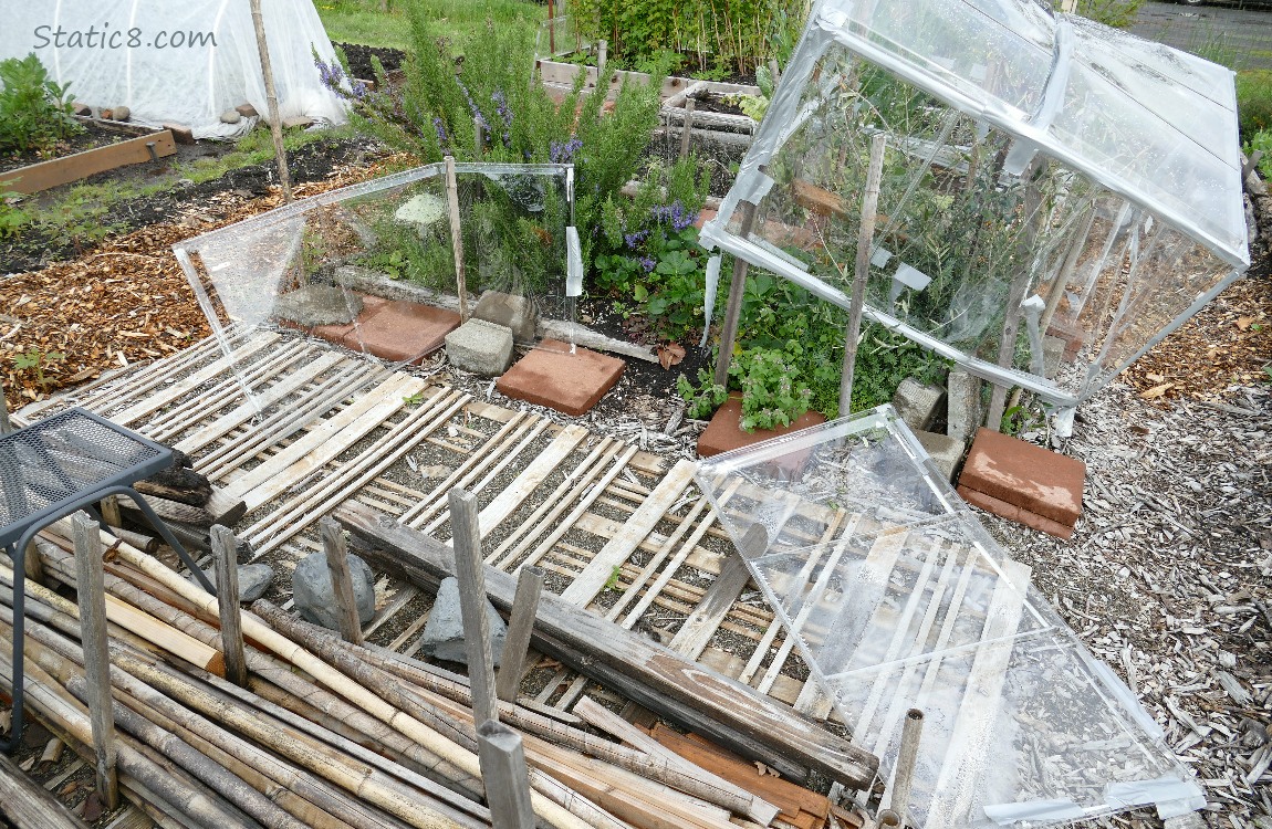 Broken Greenhouse in a garden plot