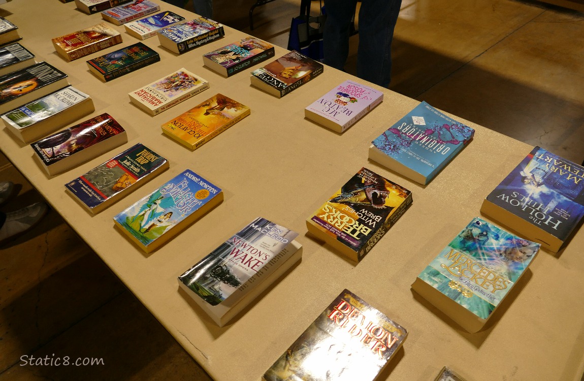 Books on a table