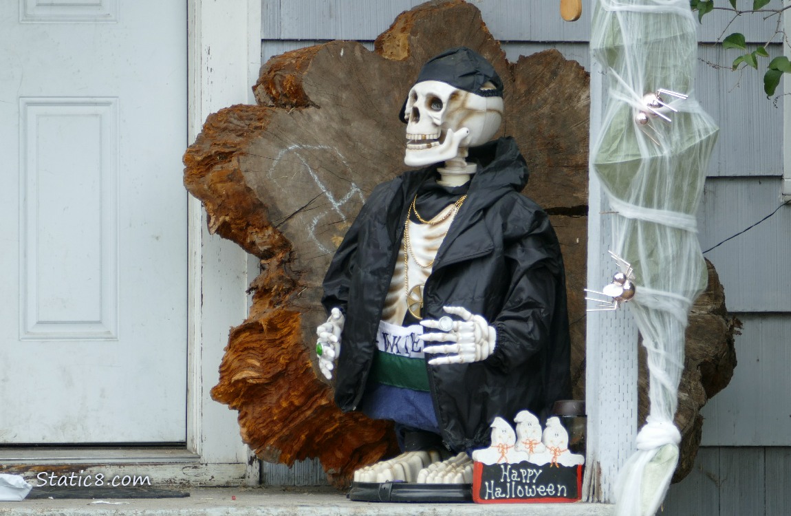 Halloween decorations on a front porch