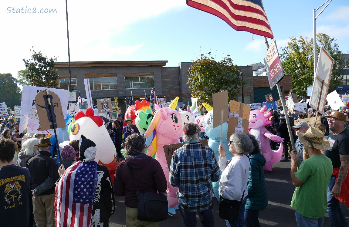 People and inflatable cosumes