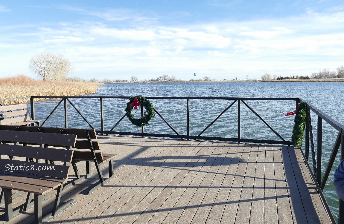 Dock and the lake and blue sky