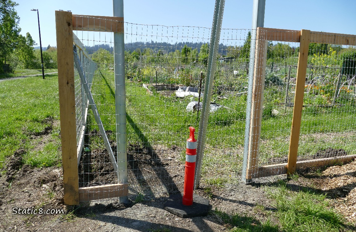 Community Garden fence being built