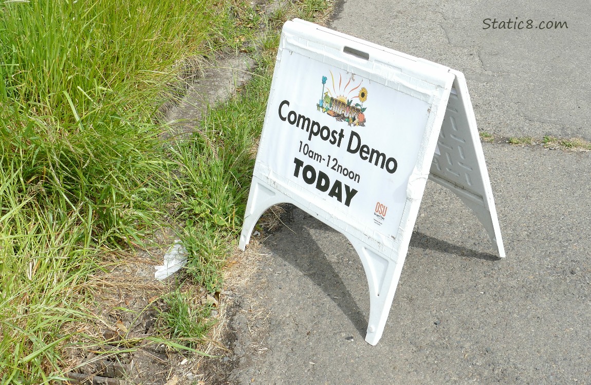 Sign says Compost Demo Today