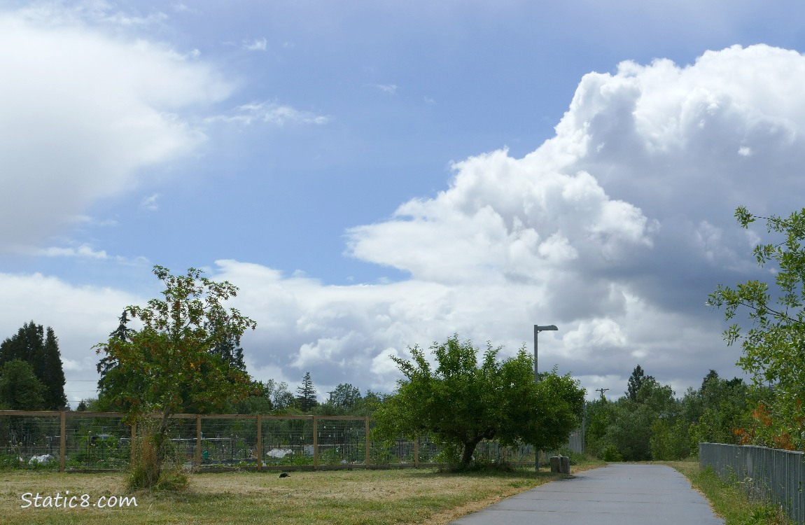 Clouds building in a blue sky